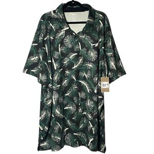 Nike Dri-FIT Tour Pine Print Polo NWT 4XL Black Green Short Sleeve Golf Shirt
